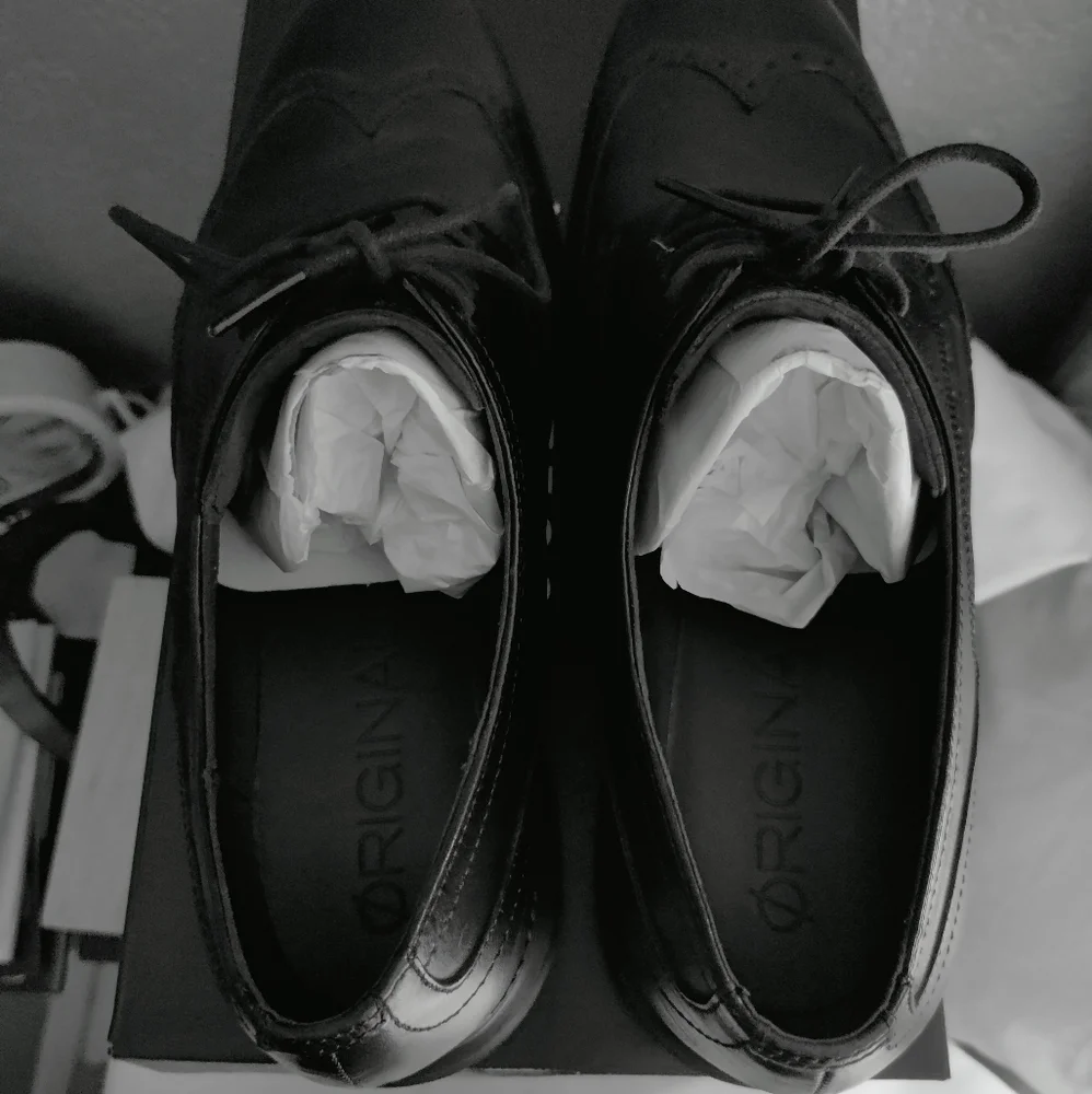 Cole Haan Black Leather Wingtip Oxfords